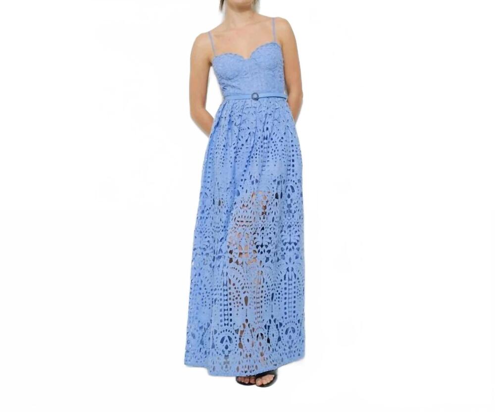 NEW INA FASHION spaghetti strap lace maxi dress in dusty blue
